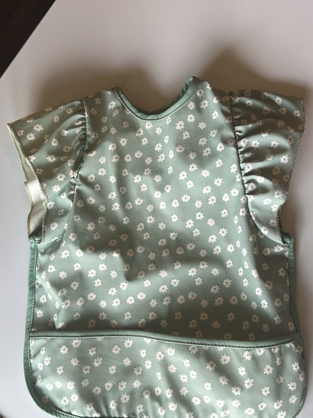cloud island Mint Green Floral Ruffled Waterproof Bib